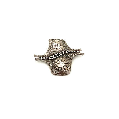 Guy Vidal brutalist pewter 'stingray' brooch