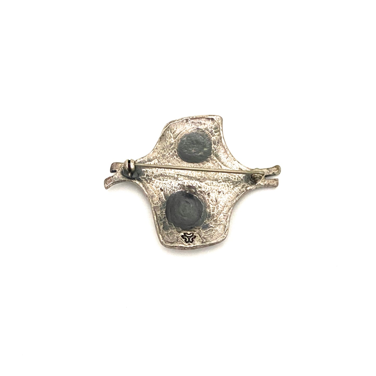 Guy Vidal brutalist pewter 'stingray' brooch