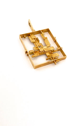 Hans Gehrig Canada large 18k gold Modernist pendant necklace art jewelry design