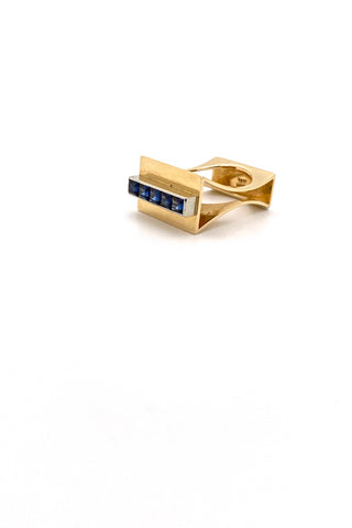 Hans Gehrig Canada vintage Modernist 18k gold sapphire ring Canadian art jewelry design
