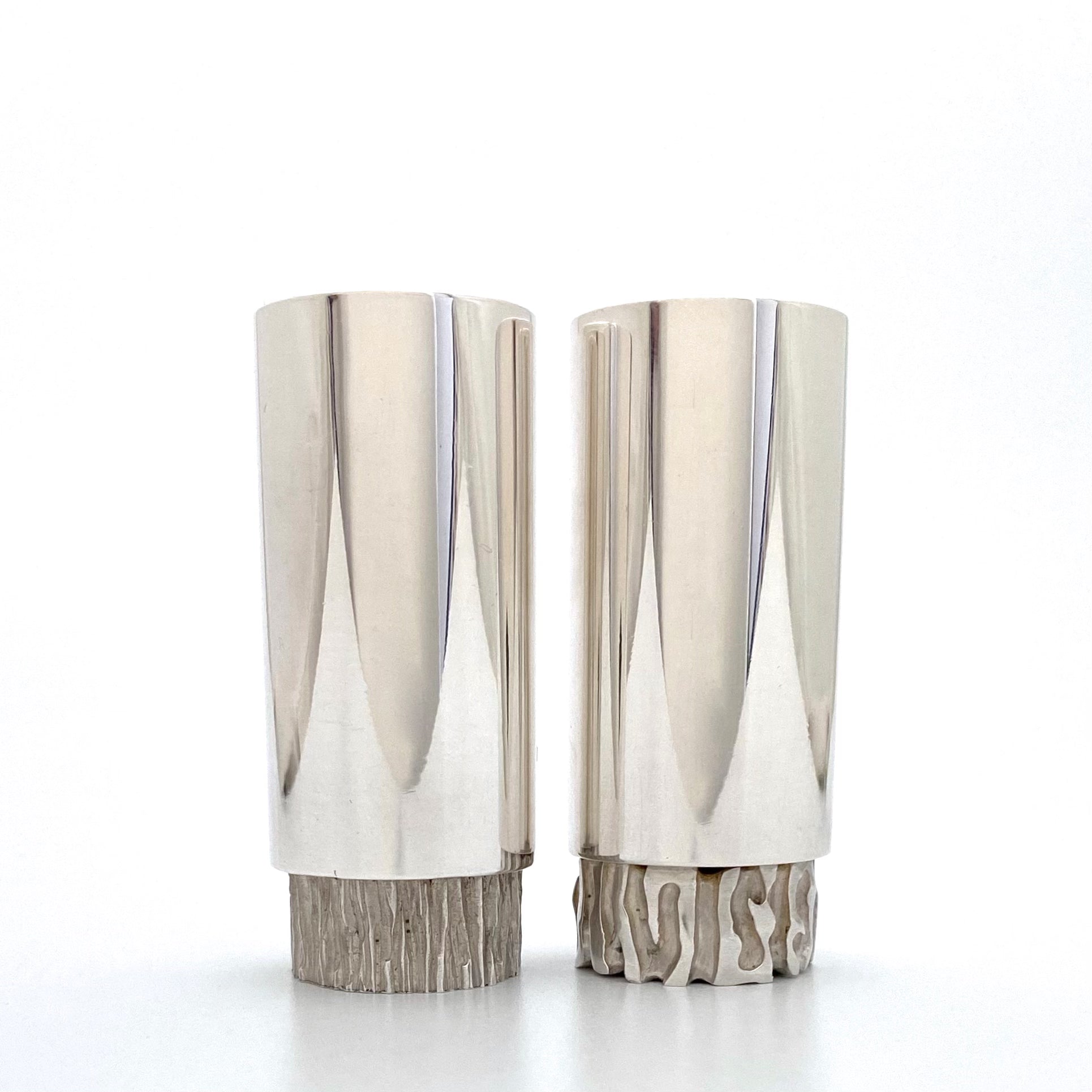 profile Hans Gehrig Canada vintage sterling silver heavy brutalist shot glasses Canadian Modernist design rare