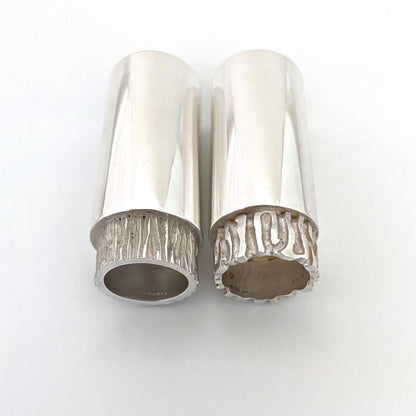 detail Hans Gehrig Canada vintage sterling silver heavy brutalist shot glasses Canadian Modernist design rare