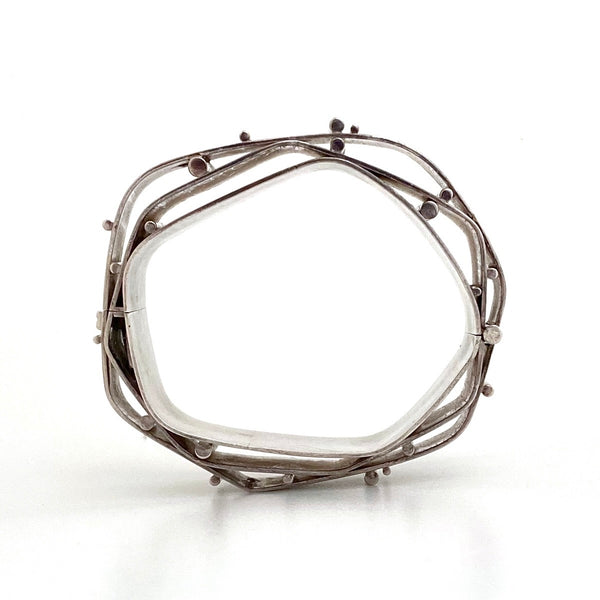 profile Hans Gehrig Canada vintage heavy silver hinged bracelet Canadian Modernist art jewelry design