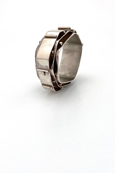 Hans Gehrig Canada vintage heavy silver hinged bracelet Canadian Modernist art jewelry design