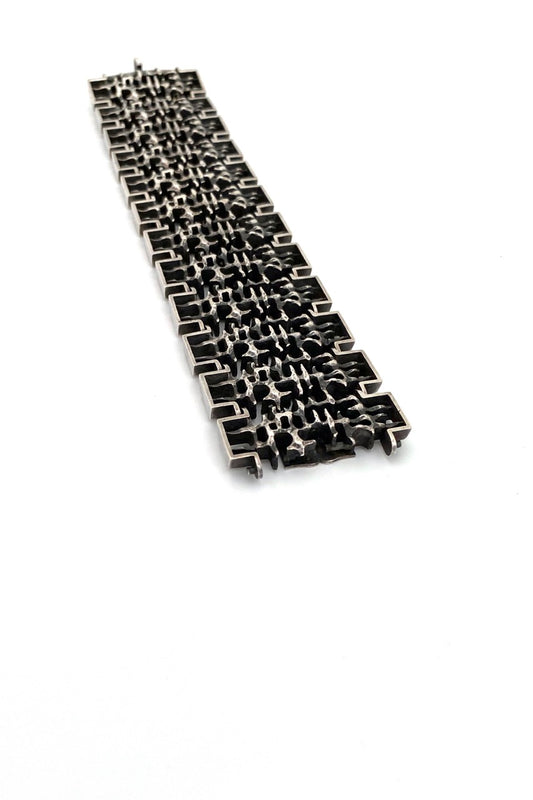 Hans Gehrig Canada vintage heavy silver openwork link bracelet Canadian Modernist art jewelry design