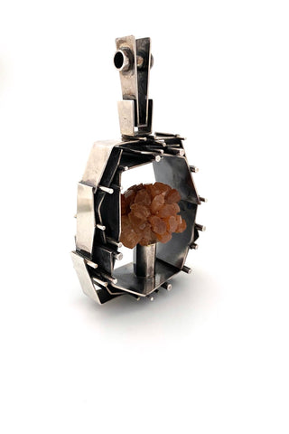 Hans Gehrig Canada extra large vintage silver aragonite pendant Canadian Modernist art jewelry design