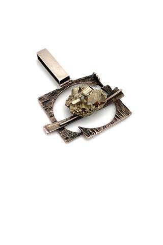 Hans Gehrig Canada large vintage silver pyrite pendant for necklace Modernist jewelry design