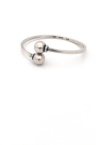 Hans Hansen Denmark vintage silver spheres bangle bracelet Scandinavian Modernist jewelry design