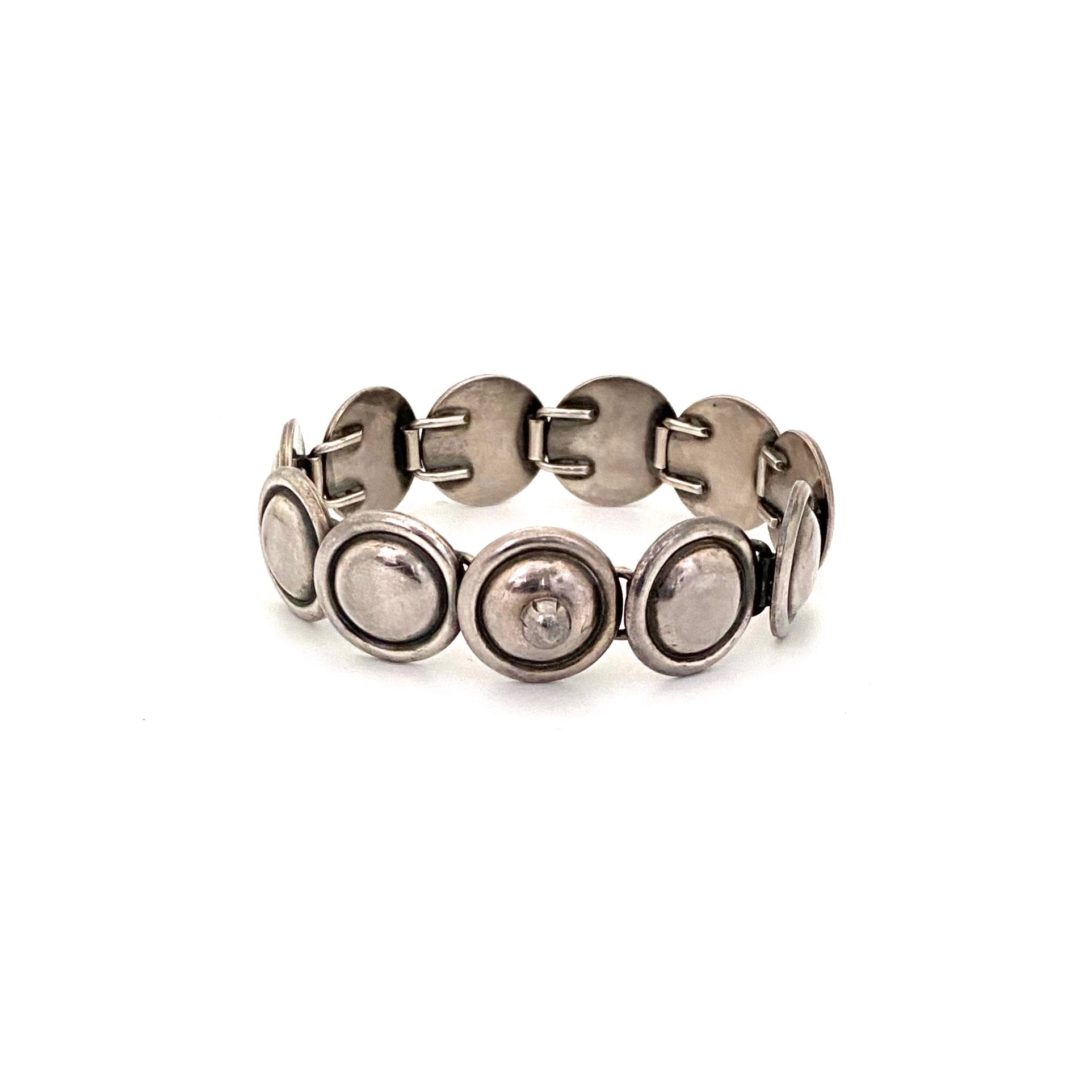 detail Hans Hansen Denmark vintage silver heavy link bracelet Scandinavian Modernist jewelry design