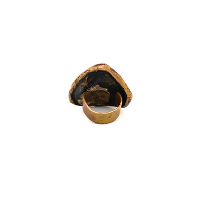 Henri Nogaret sculpted bronze face ring