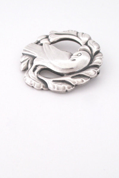 detail Georg Jensen Denmark classic bird brooch 123 by Kristian Mohl-Hansen medium size