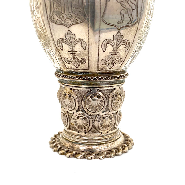detail base Marius Hammer Norway vintage silver octagonal goblet