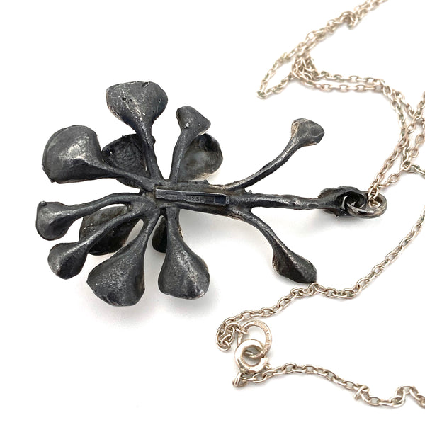 Hannu Ikonen silver 'reindeer moss' pendant necklace ~ original box