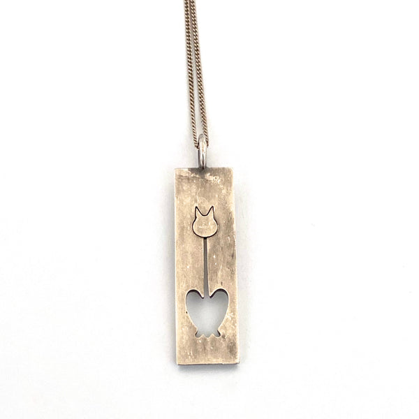 Kupittaan Kulta vintage silver & silver gilt cat pendant necklace