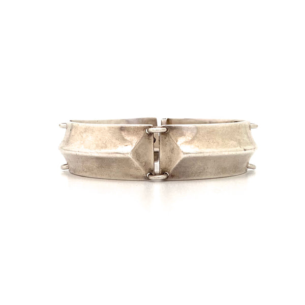 detail Hans Hansen Denmark vintage heavy silver link bracelet Scandinavian Modernist jewelry design