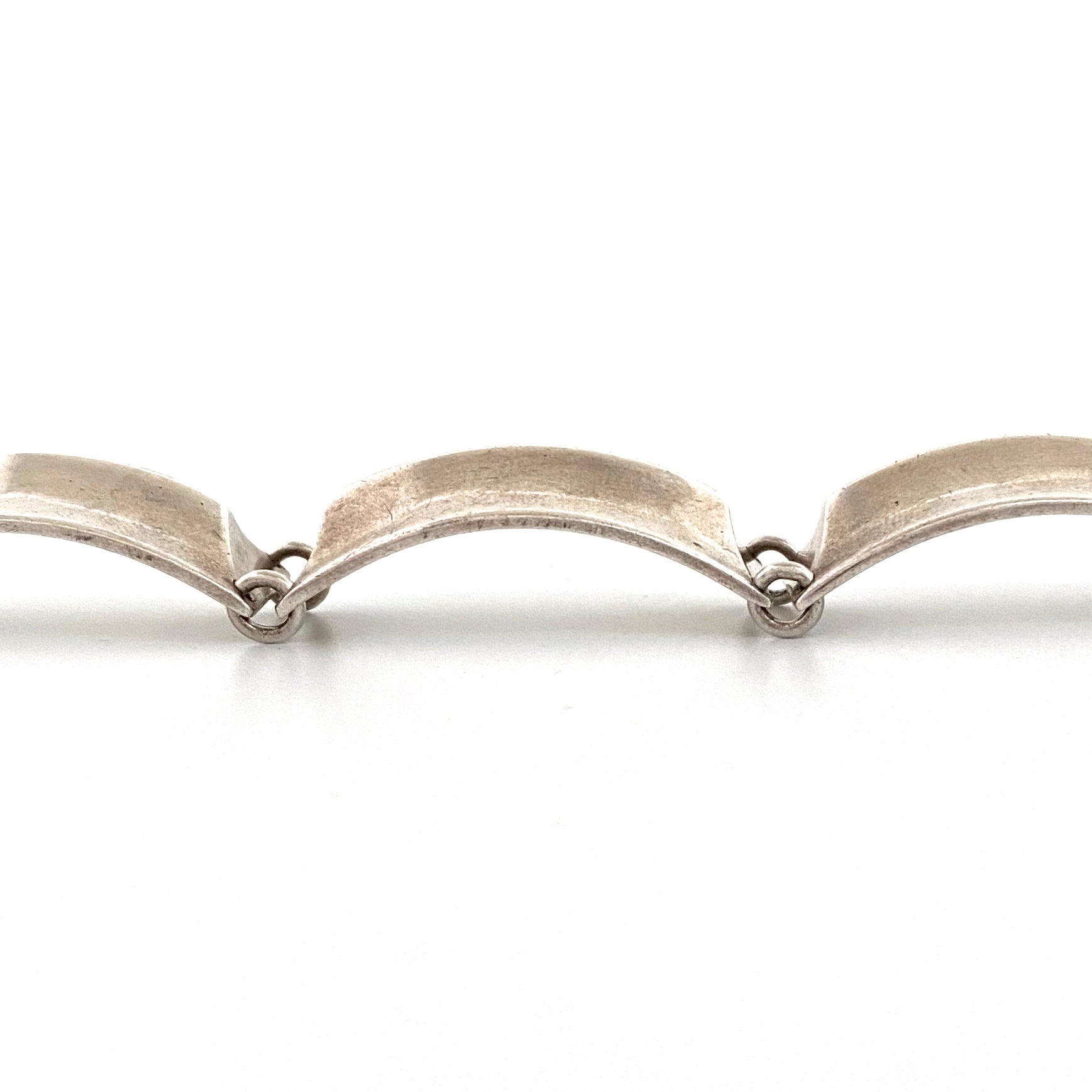 profile Hans Hansen Denmark vintage heavy silver link bracelet Scandinavian Modernist jewelry design