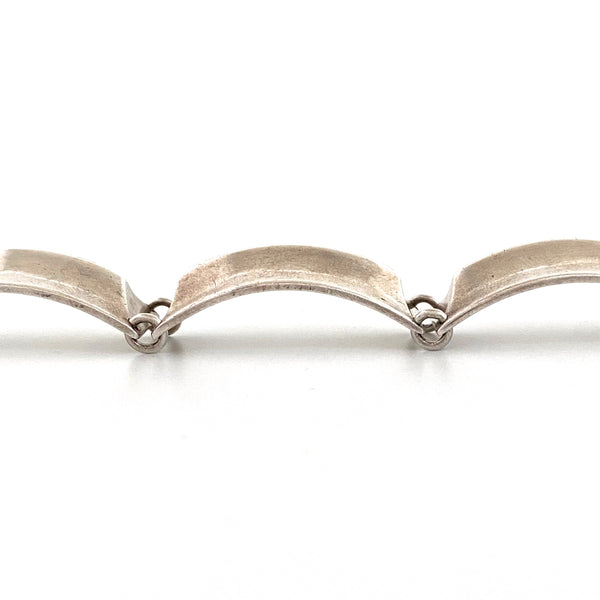 profile Hans Hansen Denmark vintage heavy silver link bracelet Scandinavian Modernist jewelry design