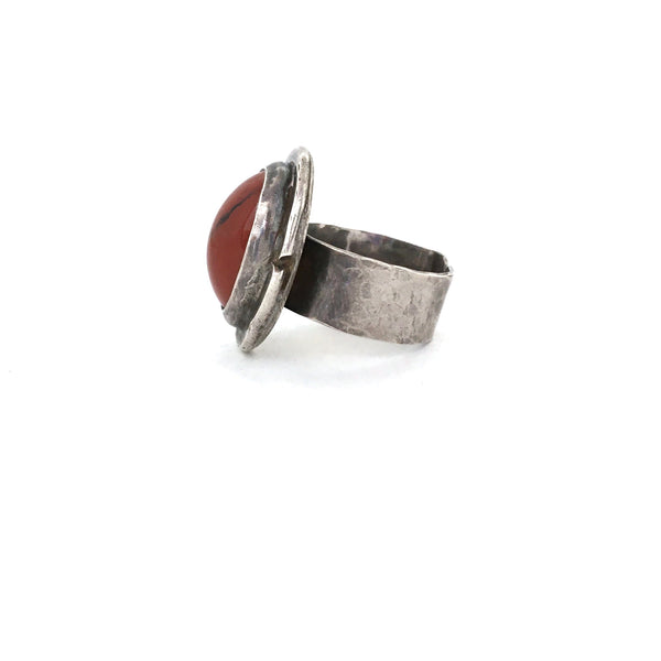 profile Rafael Alfandary Canada vintage sterling silver jasper ring midcentury Modernist jewelry design