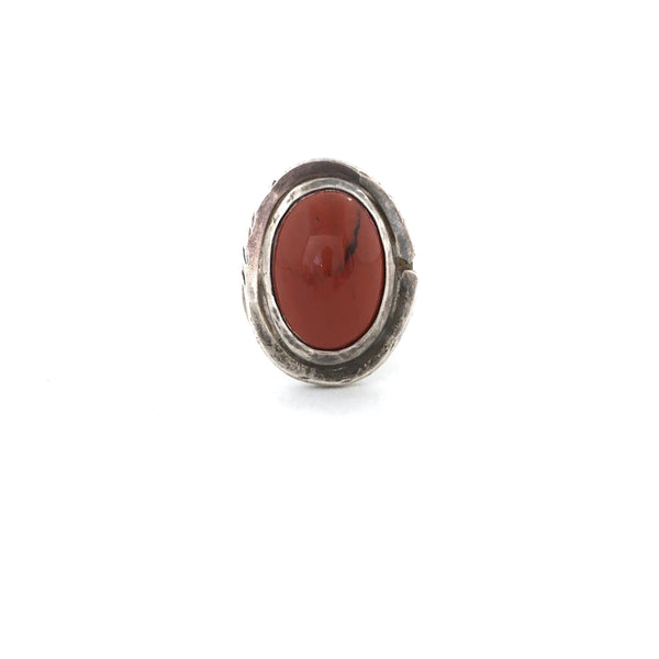 detail Rafael Alfandary Canada vintage sterling silver jasper ring midcentury Modernist jewelry design