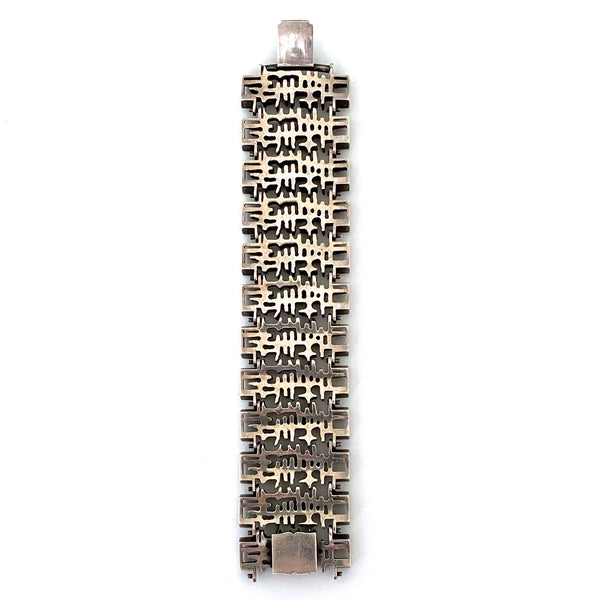 Hans Gehrig heavy silver openwork panel link bracelet
