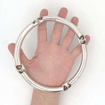 scale vintage silver heavy and thick neck ring necklace Italy postmodern jewelry design