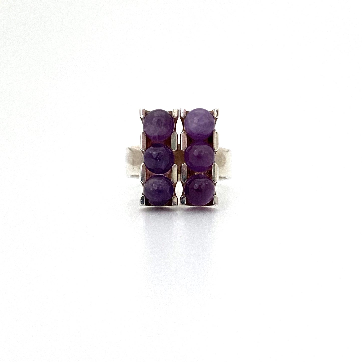 Kupittaan Kulta silver & amethyst '6 spheres' ring ~ Elis Kauppi