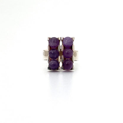Kupittaan Kulta silver & amethyst '6 spheres' ring ~ Elis Kauppi