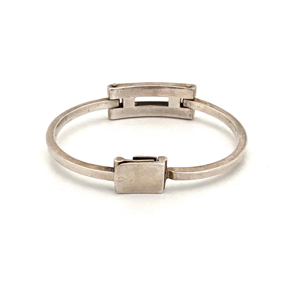 Gucci silver & orange enamel hinged bracelet