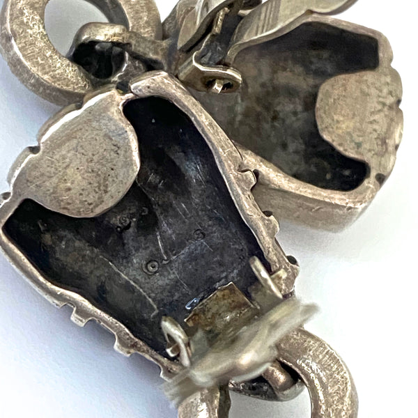 Lisa Jenks large silver drop earrings ~ clip backs