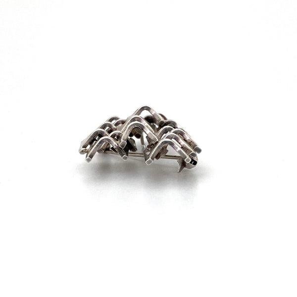 profile Age Fausing Denmark Rey Urban vintage silver openwork brooch Scandinavian Modernist jewelry design