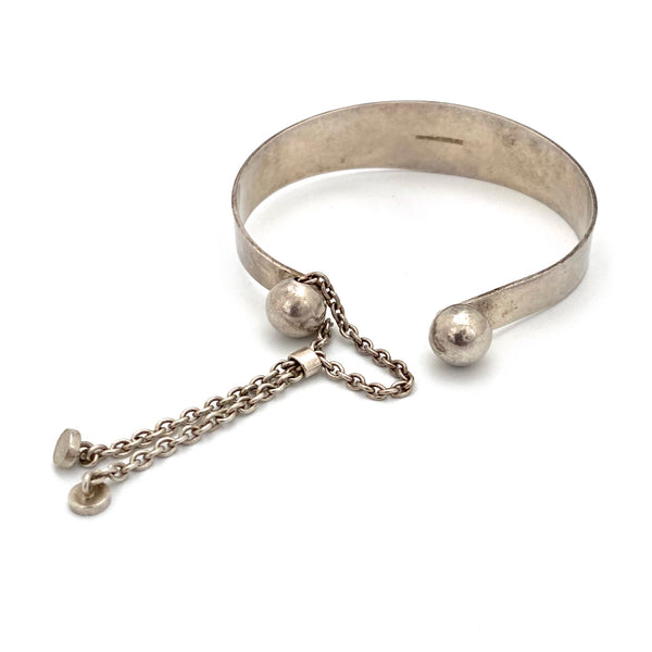 detail Kupittaan Kulta Finland vintage silver tassel bracelet Elis Kauppi Scandinavian Modern jewelry design