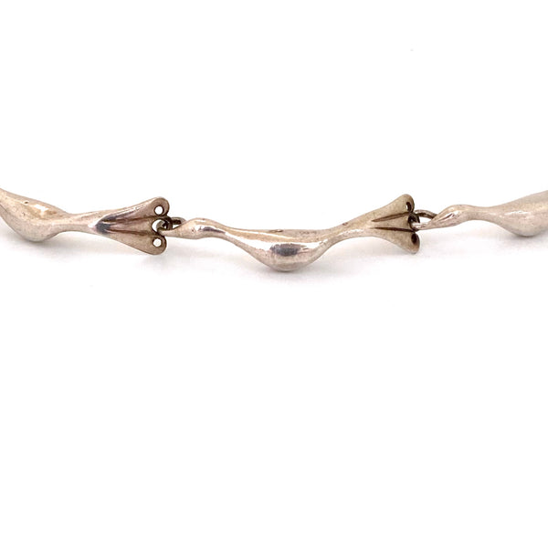 detail Warmet Poland vintage silver bird link bracelet Modernist jewelry design