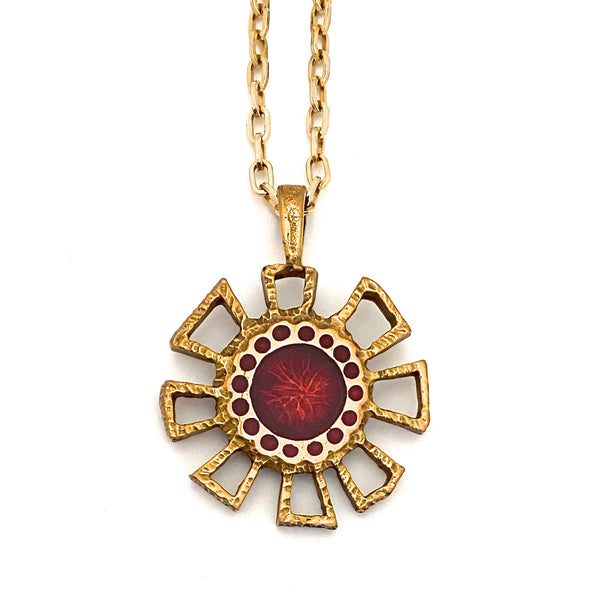 Bernard Chaudron double sided pendant necklace ~ red resin
