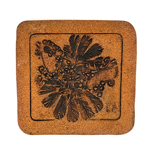 detail Ed Drahanchuk Canada vintage studio pottery ceramic bird tile trivet