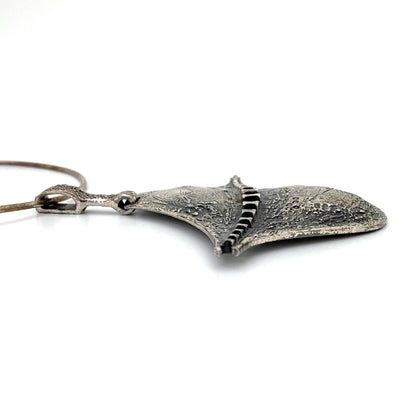 profile Guy Vidal Canada vintage extra large brutalist pewter pierced pendant Canadian jewelry design