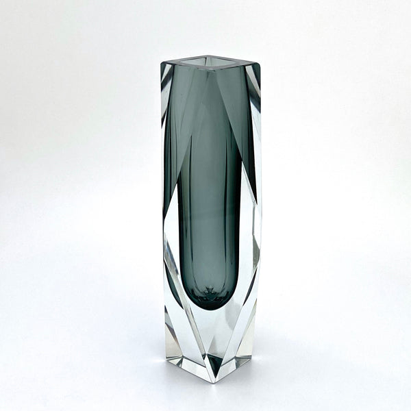 profile Mandruzzato Italy vintage grey cased glass vase mid century Modernist design