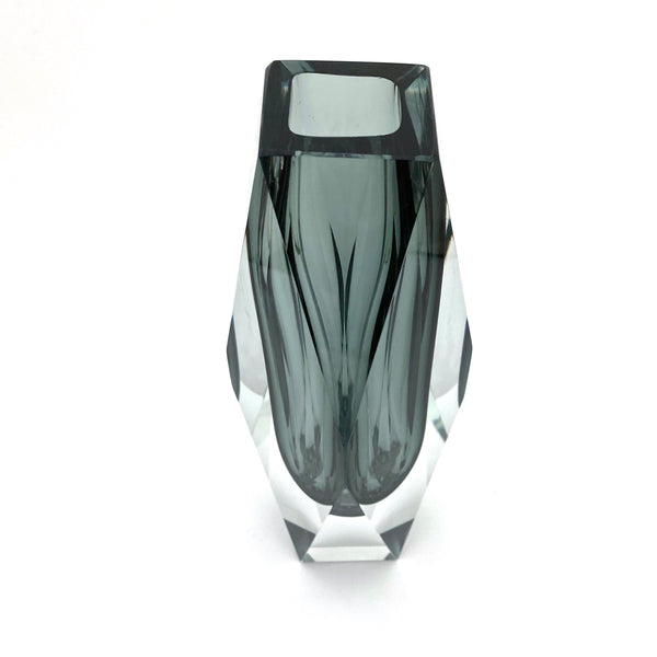 detail Mandruzzato Italy vintage grey cased glass vase mid century Modernist design