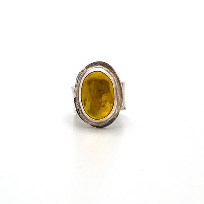 Rafael Canada sterling silver ring ~ clear bright yellow