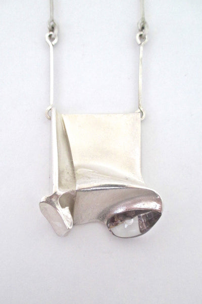 Lapponia extra large silver & acrylic 'Monolith' necklace ~ Bjorn Weckstrom