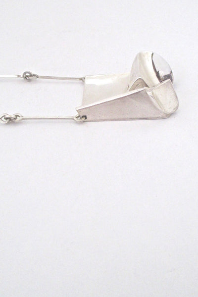 profile Bjorn Weckstrom extra large vintage silver acrylic Monolith pendant necklace 1974 Scandinavian Modern design