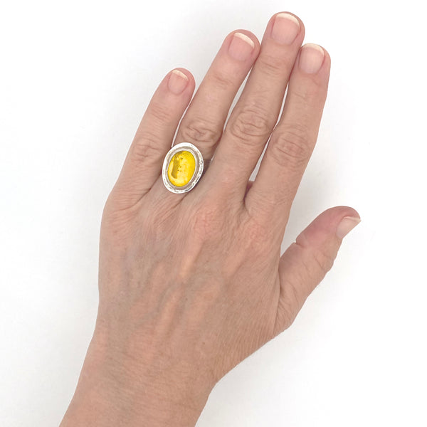 scale Rafael Alfandary Canada vintage sterling silver clear bright yellow ring Canadian Modernist jewelry design