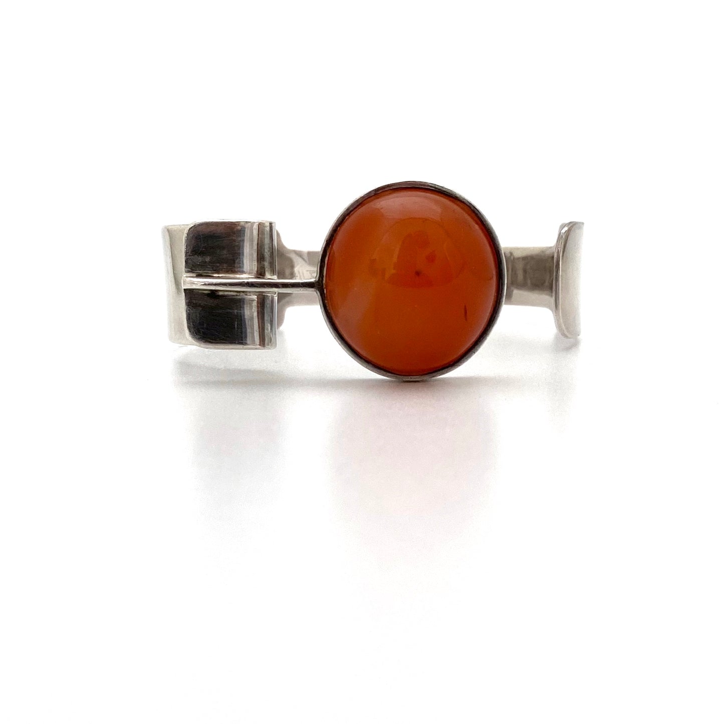 Modernist silver & orange agate bracelet ~ Gilbert Rheme