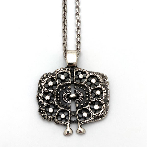 Guy Vidal Canada brutalist pierced pewter pendant necklace