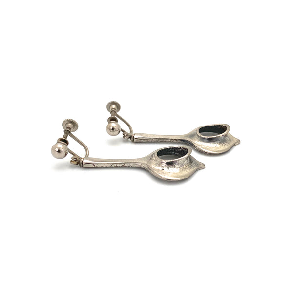 Guy Vidal brutalist pewter drop earrings