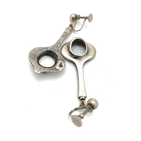 Guy Vidal brutalist pewter drop earrings