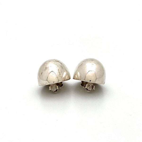 profile Patricia von Musulin USA vintage silver large oval dome earrings ear clips