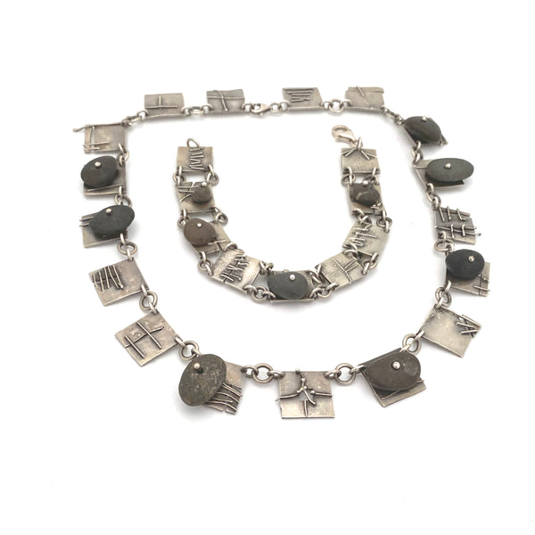 silver & pebbles studio made panel link bracelet