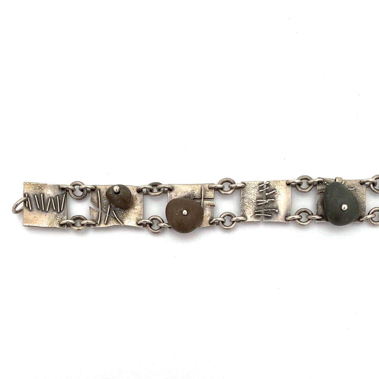 silver & pebbles studio made panel link bracelet