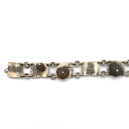 silver & pebbles studio made panel link bracelet