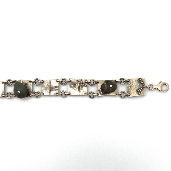 silver & pebbles studio made panel link bracelet